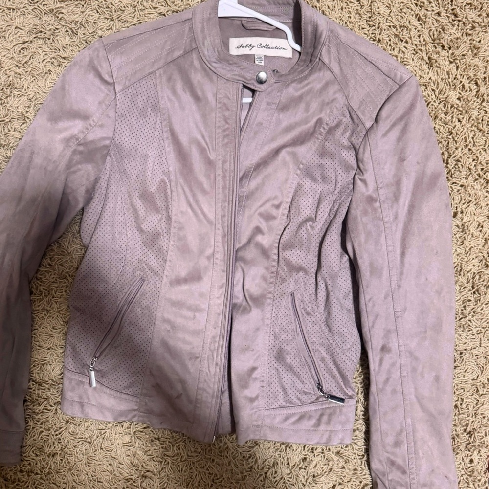 Women's Suede Jacket in Light taupe